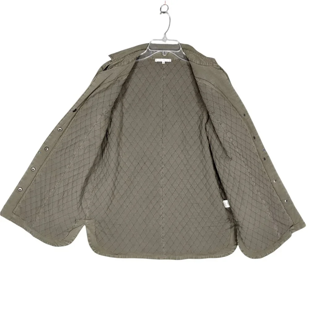 Willow & Clay Military Quilted Jacket Size Medium Green Beaded Arm Patches - Picture 3 of 9